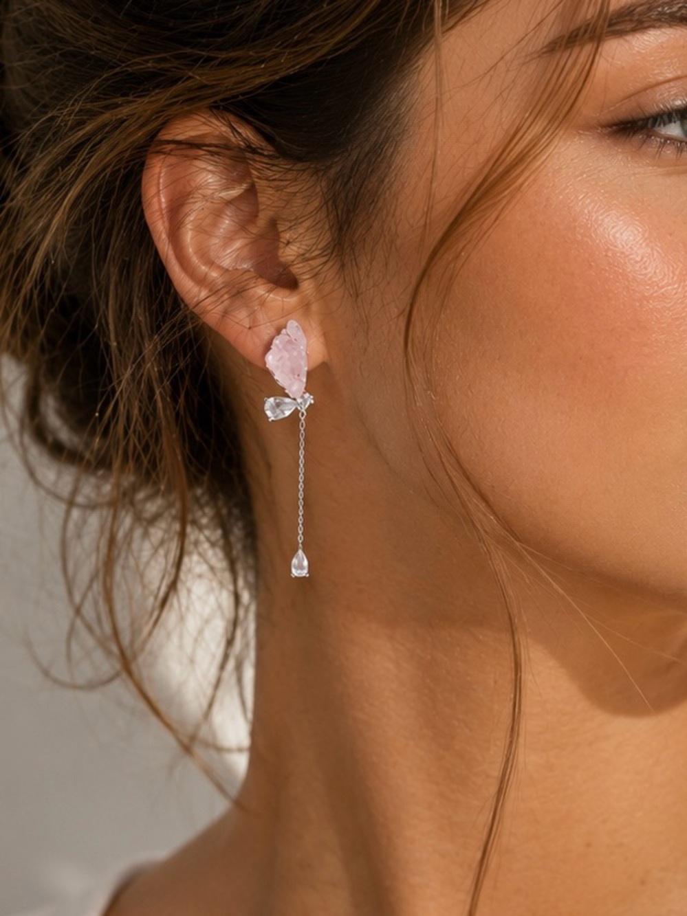 NWT La Meno Butterfly Wing Crystal Drop Earrings | Sterling Silver Posts